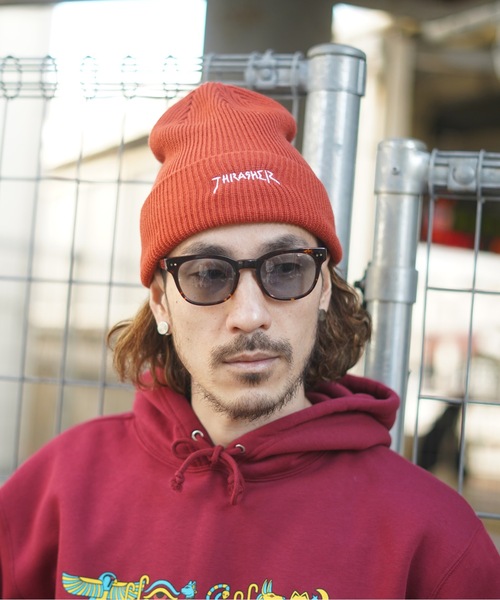 THRASHER（スラッシャー）の「GONZ LOGO ACRYLIC BEANIE/スラッシャーマークゴンザレスニットキャップ・ビーニー（ニットキャップ/ビーニー・メンズ・ブラック/ダークオレンジ/ダークグリーン/ピンク/ネイビー・FREE）」の5枚目の写真