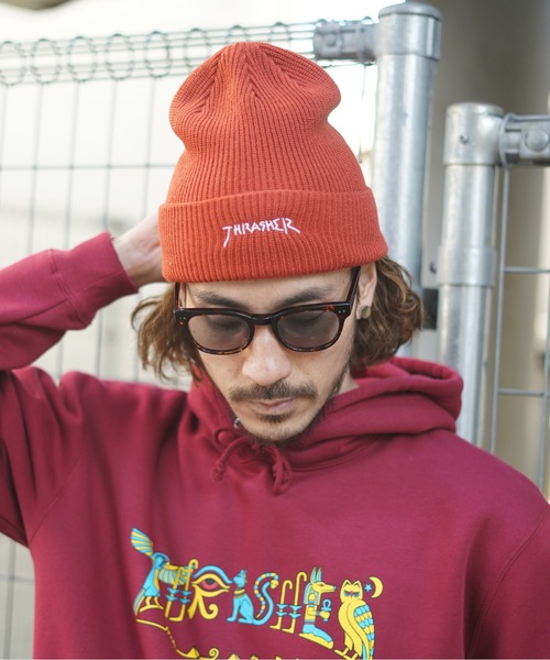 THRASHER（スラッシャー）の「GONZ LOGO ACRYLIC BEANIE/スラッシャーマークゴンザレスニットキャップ・ビーニー（ニットキャップ/ビーニー・メンズ・ブラック/ダークオレンジ/ダークグリーン/ピンク/ネイビー・FREE）」の11枚目の写真