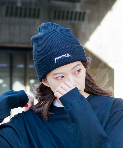 THRASHER（スラッシャー）の「GONZ LOGO ACRYLIC BEANIE/スラッシャーマークゴンザレスニットキャップ・ビーニー（ニットキャップ/ビーニー・メンズ・ブラック/ダークオレンジ/ダークグリーン/ピンク/ネイビー・FREE）」の15枚目の写真