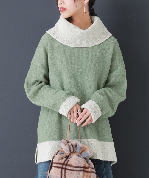 osharewalker（オシャレウォーカー）の「【廃盤】『配色モヘヤタッチオフタートルニット』（ニット/セーター・レディース・グレー/ベージュ/グリーン・FREE）」の20枚目の写真