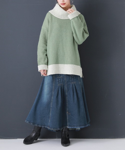 osharewalker（オシャレウォーカー）の「【廃盤】『配色モヘヤタッチオフタートルニット』（ニット/セーター・レディース・グレー/ベージュ/グリーン・FREE）」の21枚目の写真