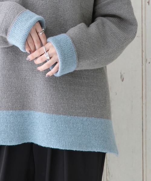 osharewalker（オシャレウォーカー）の「【廃盤】『配色モヘヤタッチオフタートルニット』（ニット/セーター・レディース・グレー/ベージュ/グリーン・FREE）」の6枚目の写真