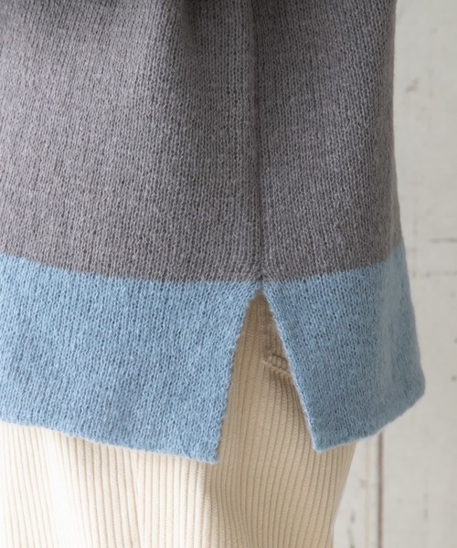 osharewalker（オシャレウォーカー）の「【廃盤】『配色モヘヤタッチオフタートルニット』（ニット/セーター・レディース・グレー/ベージュ/グリーン・FREE）」の9枚目の写真