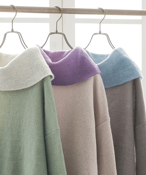 osharewalker（オシャレウォーカー）の「【廃盤】『配色モヘヤタッチオフタートルニット』（ニット/セーター・レディース・グレー/ベージュ/グリーン・FREE）」の16枚目の写真