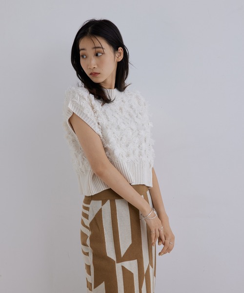 Jayro(ジャイロ)の「短丈ベスト(ニット/セーター・レディース・ミント/キナリ/ラベンダー・M)」の14枚目の写真