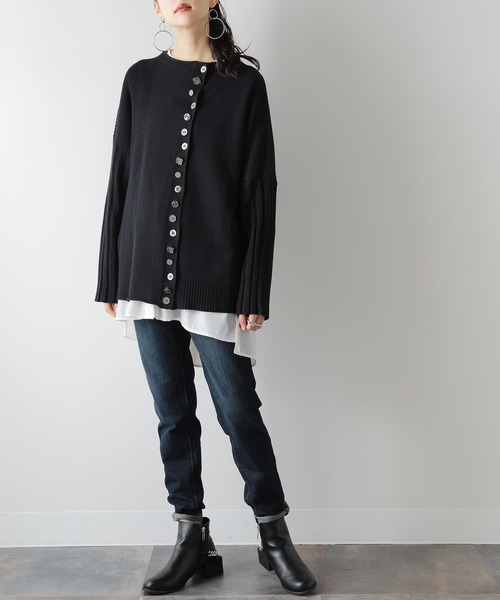 kOhAKU(コハク)の「『マルチボタンニットカーディガン』(カーディガン/ボレロ・レディース・グレイッシュブルー/ブラック・FREE)」の15枚目の写真