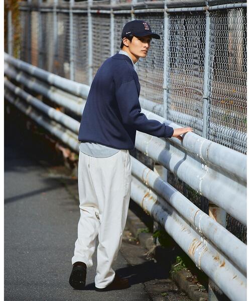 green label relaxing（グリーンレーベルリラクシング）の「クリアコットン スウェットライク スキッパー ポロ ニット -ウォッシャブル-（ニット/セーター・メンズ・オフホワイト/ライム/ネイビー・S/M/L/XL）」の11枚目の写真