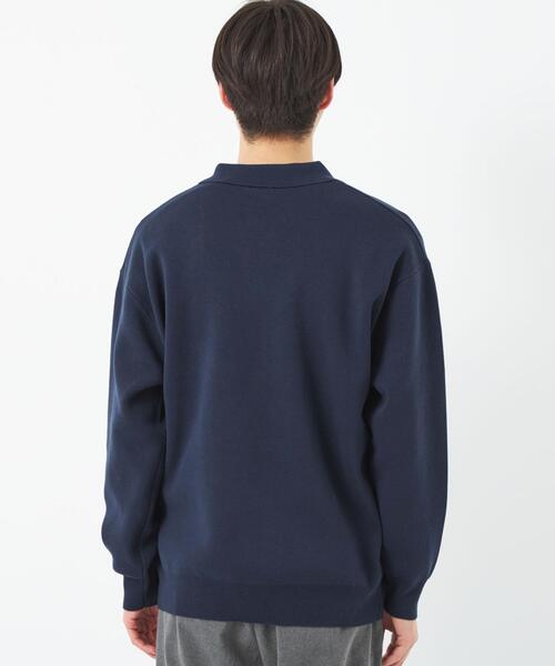 green label relaxing（グリーンレーベルリラクシング）の「クリアコットン スウェットライク スキッパー ポロ ニット -ウォッシャブル-（ニット/セーター・メンズ・オフホワイト/ライム/ネイビー・S/M/L/XL）」の13枚目の写真