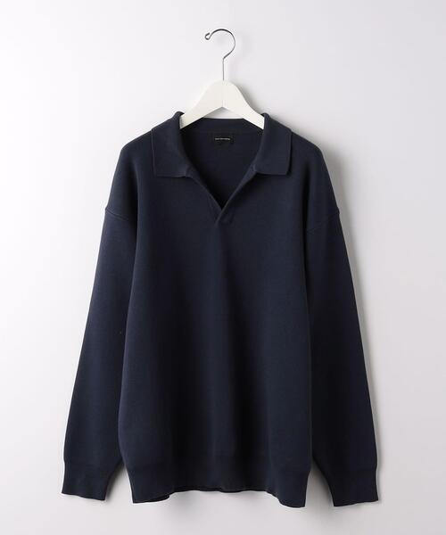 green label relaxing（グリーンレーベルリラクシング）の「クリアコットン スウェットライク スキッパー ポロ ニット -ウォッシャブル-（ニット/セーター・メンズ・オフホワイト/ライム/ネイビー・S/M/L/XL）」の15枚目の写真