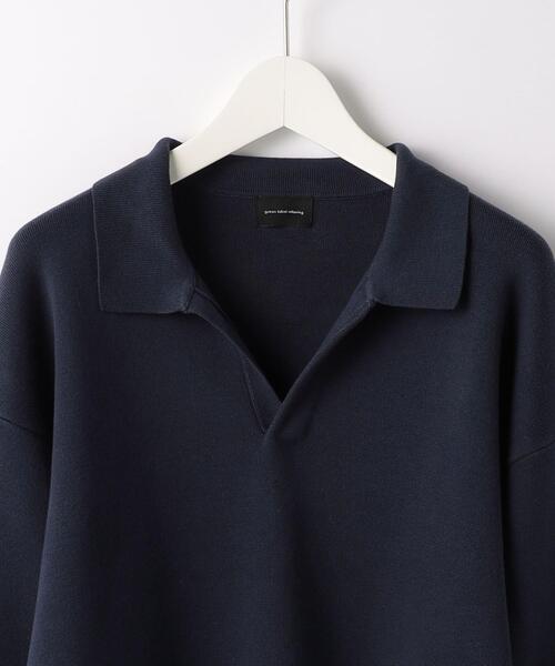 green label relaxing（グリーンレーベルリラクシング）の「クリアコットン スウェットライク スキッパー ポロ ニット -ウォッシャブル-（ニット/セーター・メンズ・オフホワイト/ライム/ネイビー・S/M/L/XL）」の17枚目の写真