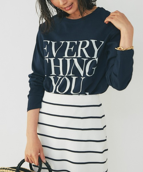 RIVE DROITE(リヴドロワ)の「リラックスムード漂う大人のロンT/フォントロゴロンT(Tシャツ/カットソー・レディース・ネイビー/ホワイト・FREE)」の1枚目の写真