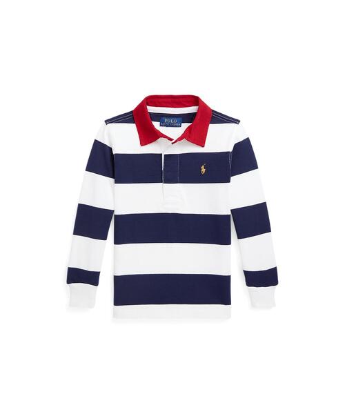 ストライプド コットン ジャージー ラグビー シャツ