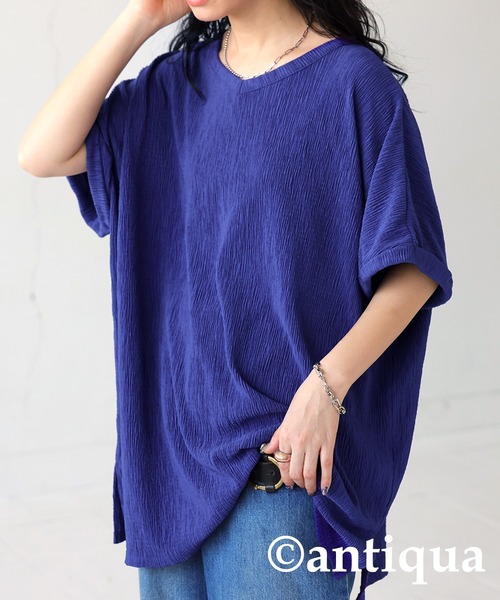 antiqua(アンティカ)の「楊柳生地チュニック(Tシャツ/カットソー・レディース・アイボリー/ブルー/ブラック・FREE)」の18枚目の写真