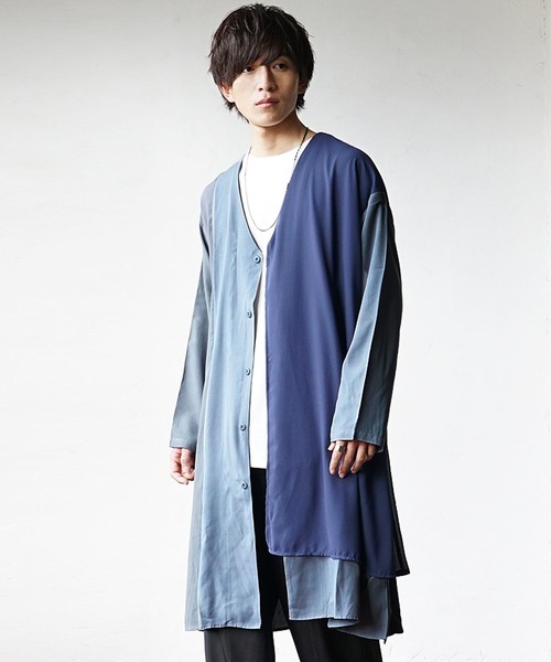MinoriTY(マイノリティ)の「【MinoriTY】バイカラーロングカーディガン 切替 メンズ 無地 秋服 (カーディガン/ボレロ・メンズ・ベージュ/グレー・M/L/S)」の20枚目の写真