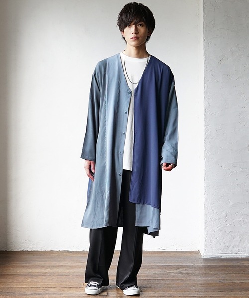 MinoriTY(マイノリティ)の「【MinoriTY】バイカラーロングカーディガン 切替 メンズ 無地 秋服 (カーディガン/ボレロ・メンズ・ベージュ/グレー・M/L/S)」の8枚目の写真