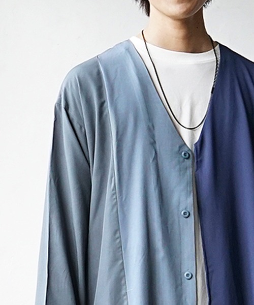 MinoriTY(マイノリティ)の「【MinoriTY】バイカラーロングカーディガン 切替 メンズ 無地 秋服 (カーディガン/ボレロ・メンズ・ベージュ/グレー・M/L/S)」の19枚目の写真