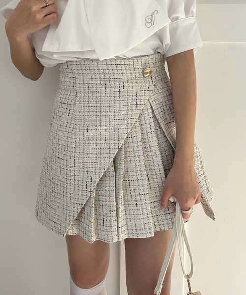one after another NICE CLAUP(ワンアフターアナザーナイスクラップ)の「【セットアップジャケットあり】プリーツミニスカパン(その他パンツ・レディース・アイボリー/ブラック/ホワイト系その他/ピンク・FREE)」の3枚目の写真