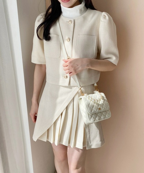 one after another NICE CLAUP(ワンアフターアナザーナイスクラップ)の「【セットアップジャケットあり】プリーツミニスカパン(その他パンツ・レディース・アイボリー/ブラック/ホワイト系その他/ピンク・FREE)」の7枚目の写真