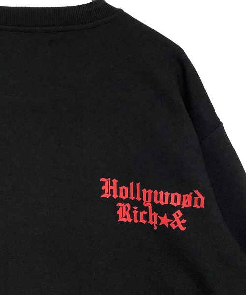 ADMIX/ATELIER SAB MEN(アドミックスアトリエサブメン)の「【Hollywood Rich.&】ハリウッドリッチ.& ハートロゴ / オーバーサイズ 裏毛スウェット ルーズトレーナー(スウェット・メンズ・ブラック/ホワイト・48/50)」の4枚目の写真