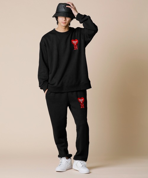 ADMIX/ATELIER SAB MEN(アドミックスアトリエサブメン)の「【Hollywood Rich.&】ハリウッドリッチ.& ハートロゴ / オーバーサイズ 裏毛スウェット ルーズトレーナー(スウェット・メンズ・ブラック/ホワイト・48/50)」の16枚目の写真
