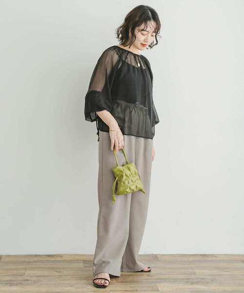 ITEMS URBANRESEARCH(アイテムズ アーバンリサーチ)の「『UR TECH DRYLUXE』イージーケアワイドパンツ(その他パンツ・レディース・モカ/ブラック/ブルー/ブラウン/グレー系その他・FREE)」の8枚目の写真