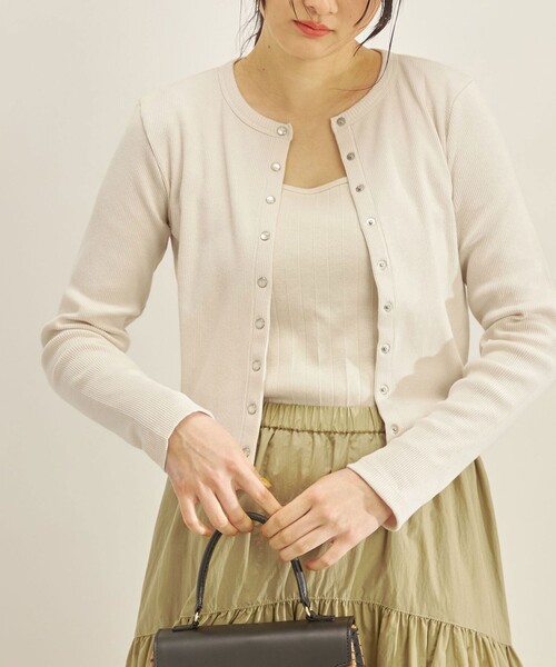 SHIPS（シップス）の「〈手洗い可能〉PLA ライト テレコ ショート カーディガン◇（カーディガン/ボレロ・レディース・ダークグレー/イエロー/オフホワイト・ONE SIZE）」の15枚目の写真