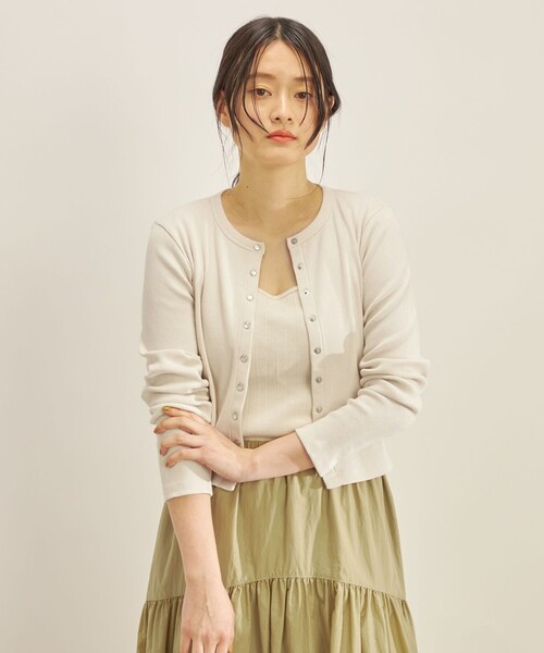 SHIPS（シップス）の「〈手洗い可能〉PLA ライト テレコ ショート カーディガン◇（カーディガン/ボレロ・レディース・ダークグレー/イエロー/オフホワイト・ONE SIZE）」の16枚目の写真