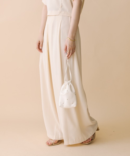 mystic（ミスティック）の「[mline]ワイドパンツセットアップ（つなぎ/オールインワン・レディース・ブラック/アイボリー/ブルー・1/2）」の8枚目の写真