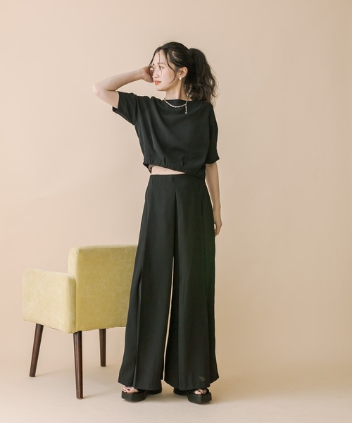 【信頼】 セール】[mline]ワイドパンツセットアップ（つなぎ ジャケット・アウター
