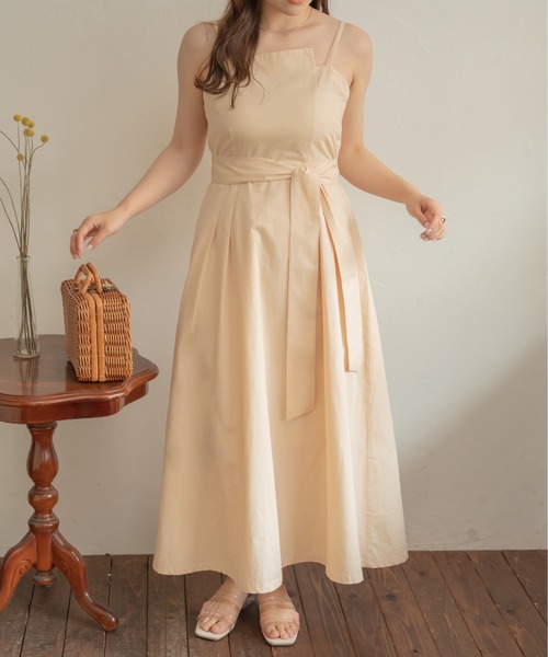 Ambre Neige(アンブルネージュ)の「アシメフレアキャミワンピース/【WEB/EC限定商品】(ワンピース・レディース・ライトベージュ/ダークブラウン・FREE)」の7枚目の写真