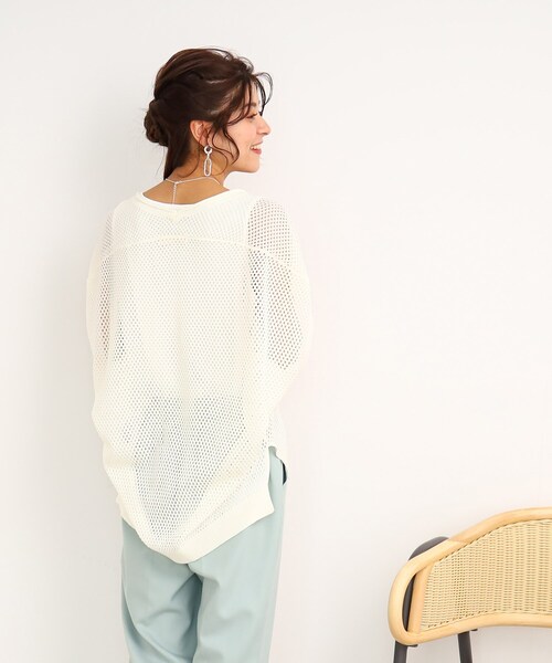 Cutie Blonde（キューティーブロンド）の「◆【2点セット/抜け感が涼し気】抜き衿デザイン メッシュニット（その他トップス・レディース・イエロー/ホワイト系/ブラック系2・00）」の12枚目の写真