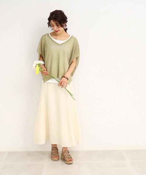 Cutie Blonde（キューティーブロンド）の「◆【2点セット/抜け感が涼し気】抜き衿デザイン メッシュニット（その他トップス・レディース・イエロー/ホワイト系/ブラック系2・00）」の16枚目の写真