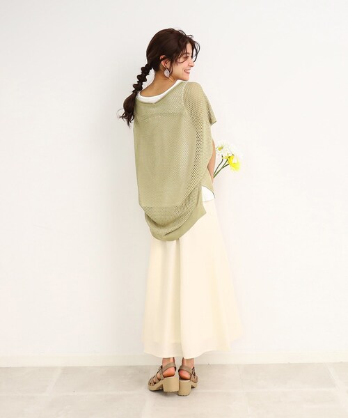 Cutie Blonde（キューティーブロンド）の「◆【2点セット/抜け感が涼し気】抜き衿デザイン メッシュニット（その他トップス・レディース・イエロー/ホワイト系/ブラック系2・00）」の9枚目の写真