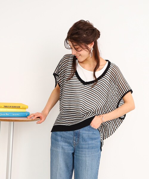 Cutie Blonde（キューティーブロンド）の「◆【2点セット/抜け感が涼し気】抜き衿デザイン メッシュニット（その他トップス・レディース・イエロー/ホワイト系/ブラック系2・00）」の17枚目の写真