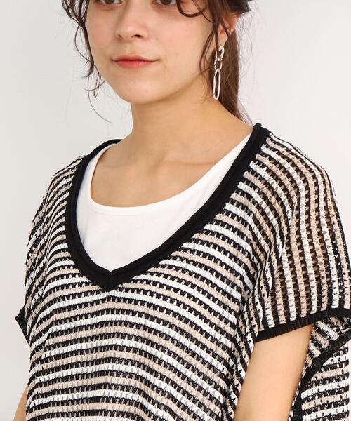 Cutie Blonde（キューティーブロンド）の「◆【2点セット/抜け感が涼し気】抜き衿デザイン メッシュニット（その他トップス・レディース・イエロー/ホワイト系/ブラック系2・00）」の14枚目の写真