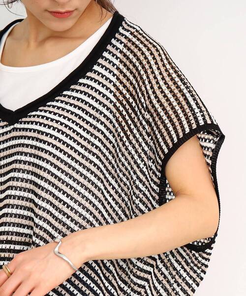 Cutie Blonde（キューティーブロンド）の「◆【2点セット/抜け感が涼し気】抜き衿デザイン メッシュニット（その他トップス・レディース・イエロー/ホワイト系/ブラック系2・00）」の18枚目の写真