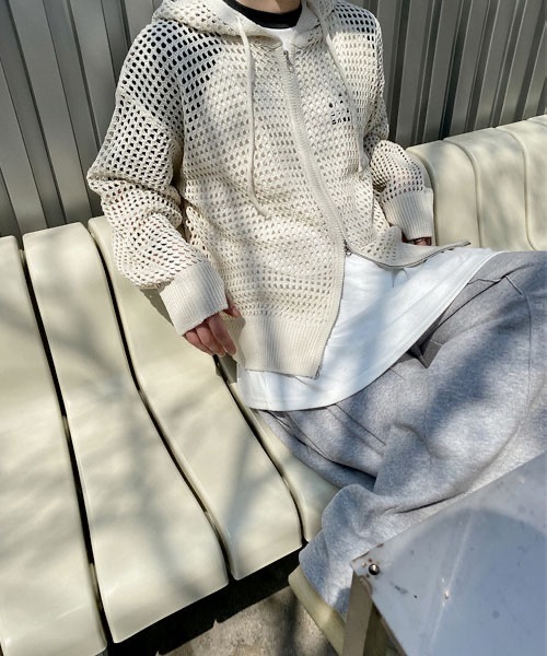 HOLY IN CODE（ホーリーインコード）の「HOLY IN CODE No.9423 net hood KNIT ZIP-UP（パーカー・メンズ・クリーム・FREE）」の21枚目の写真