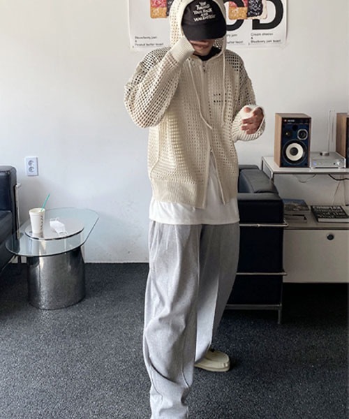 HOLY IN CODE（ホーリーインコード）の「HOLY IN CODE No.9423 net hood KNIT ZIP-UP（パーカー・メンズ・クリーム・FREE）」の3枚目の写真