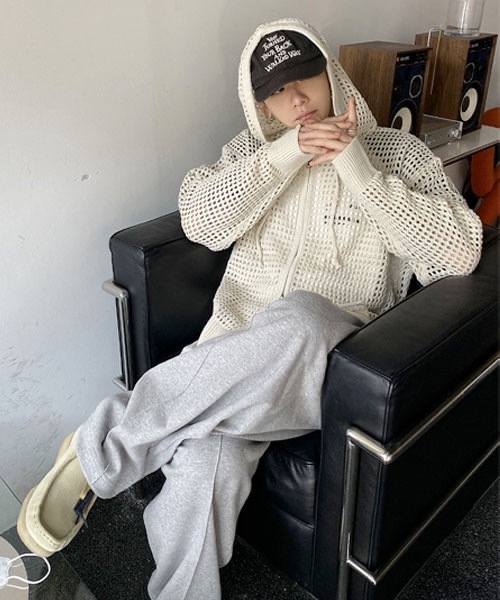 HOLY IN CODE（ホーリーインコード）の「HOLY IN CODE No.9423 net hood KNIT ZIP-UP（パーカー・メンズ・クリーム・FREE）」の13枚目の写真