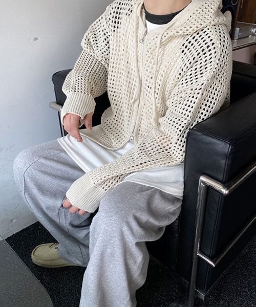 HOLY IN CODE（ホーリーインコード）の「HOLY IN CODE No.9423 net hood KNIT ZIP-UP（パーカー・メンズ・クリーム・FREE）」の15枚目の写真