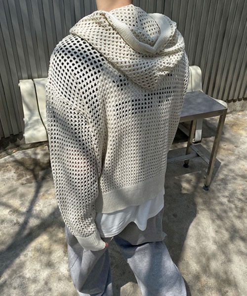 HOLY IN CODE（ホーリーインコード）の「HOLY IN CODE No.9423 net hood KNIT ZIP-UP（パーカー・メンズ・クリーム・FREE）」の20枚目の写真