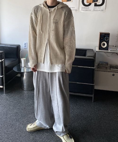 HOLY IN CODE（ホーリーインコード）の「HOLY IN CODE No.9423 net hood KNIT ZIP-UP（パーカー・メンズ・クリーム・FREE）」の6枚目の写真