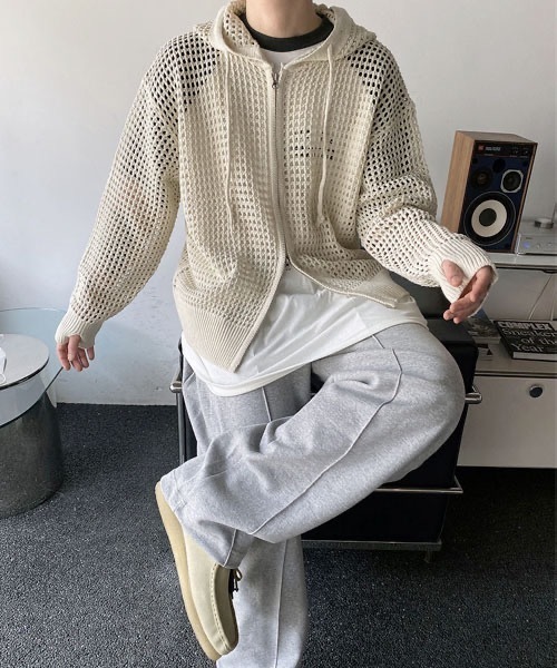 HOLY IN CODE（ホーリーインコード）の「HOLY IN CODE No.9423 net hood KNIT ZIP-UP（パーカー・メンズ・クリーム・FREE）」の19枚目の写真