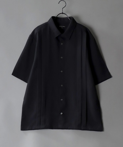 SITRY(シトリー)の「Made in Japan wide silhouette pin tuck shirt/日本製 ワイドシルエット ピンタック シャツ(シャツ/ブラウス・メンズ・ブラック/ホワイト・L/M)」の1枚目の写真