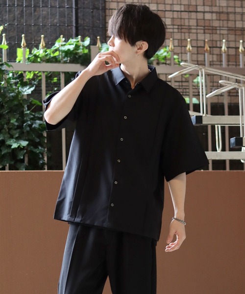 SITRY(シトリー)の「Made in Japan wide silhouette pin tuck shirt/日本製 ワイドシルエット ピンタック シャツ(シャツ/ブラウス・メンズ・ブラック/ホワイト・L/M)」の11枚目の写真