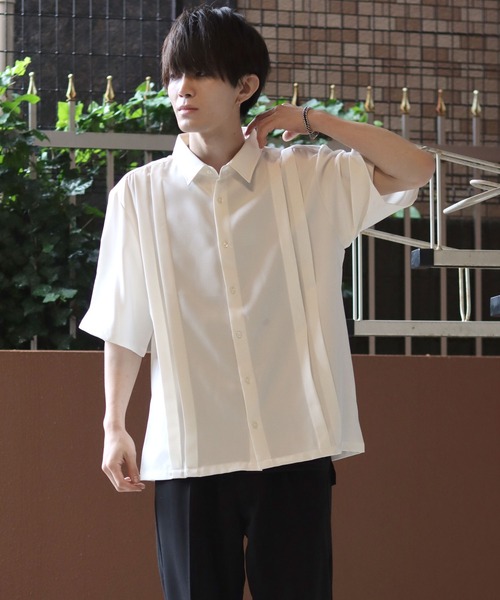 SITRY(シトリー)の「Made in Japan wide silhouette pin tuck shirt/日本製 ワイドシルエット ピンタック シャツ(シャツ/ブラウス・メンズ・ブラック/ホワイト・L/M)」の12枚目の写真