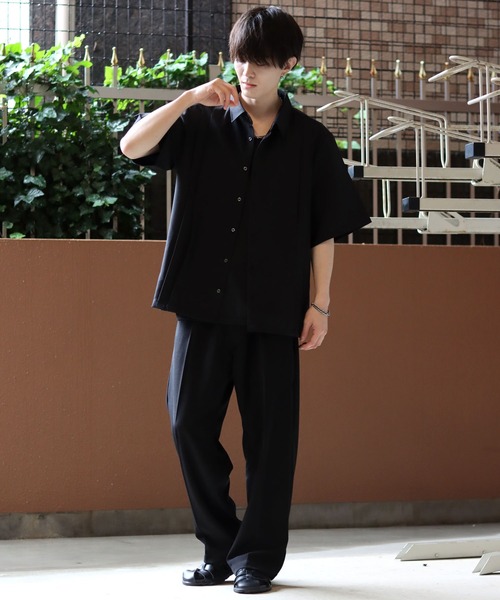 SITRY(シトリー)の「Made in Japan wide silhouette pin tuck shirt/日本製 ワイドシルエット ピンタック シャツ(シャツ/ブラウス・メンズ・ブラック/ホワイト・L/M)」の16枚目の写真