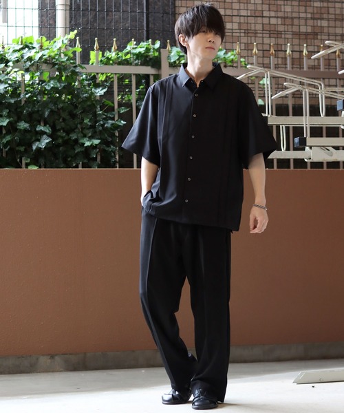 SITRY(シトリー)の「Made in Japan wide silhouette pin tuck shirt/日本製 ワイドシルエット ピンタック シャツ(シャツ/ブラウス・メンズ・ブラック/ホワイト・L/M)」の18枚目の写真