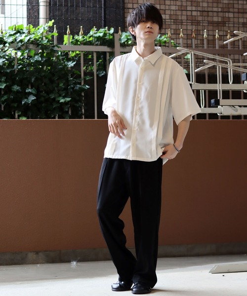 SITRY(シトリー)の「Made in Japan wide silhouette pin tuck shirt/日本製 ワイドシルエット ピンタック シャツ(シャツ/ブラウス・メンズ・ブラック/ホワイト・L/M)」の19枚目の写真