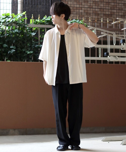 SITRY(シトリー)の「Made in Japan wide silhouette pin tuck shirt/日本製 ワイドシルエット ピンタック シャツ(シャツ/ブラウス・メンズ・ブラック/ホワイト・L/M)」の21枚目の写真